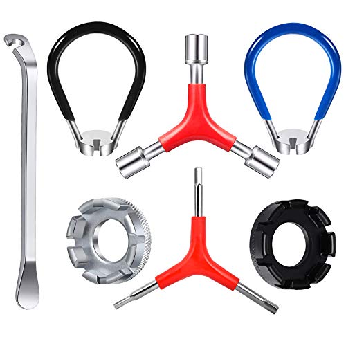 Bike Spoke Wrench Set - 7-Piece Portable Bicycle Wheel Repair Kit with Rubber Handles