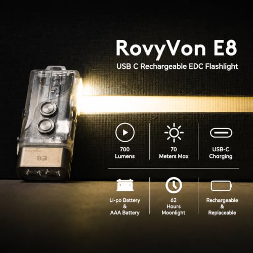 RovyVon E8 Dual Power UV Red White LED Flashlight with Sidelights (E8-Sidelight)
