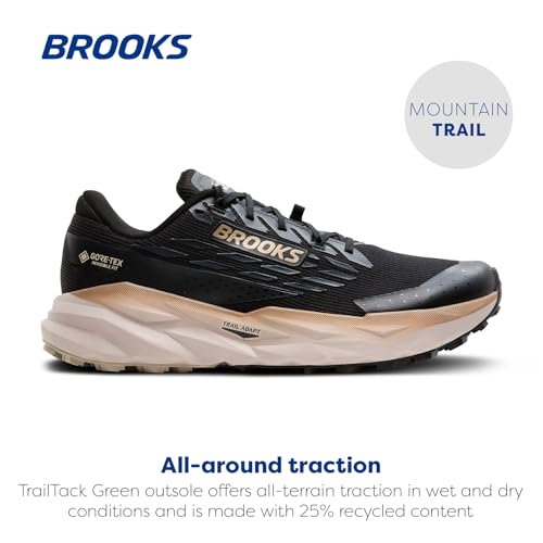 Brooks Men’s Cascadia 19 GTX Waterproof Trail Running Shoes - Black/Ebony/Chateau Gray, Size 10