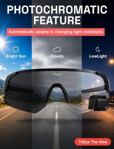 TriEye Photochromatic Cycling Glasses with Rearview Mirror UV400 - V2.0
