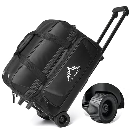 GoHimal 2-Ball Bowling Bag with Wheels, Large Shoe Compartment - Black