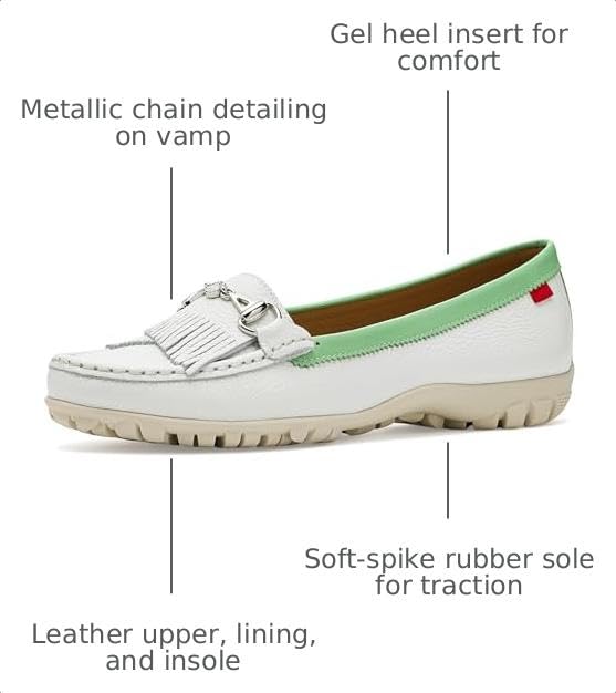 Golf Moccasins for Women - Lexington 2 White Grainy Lime, 8.5