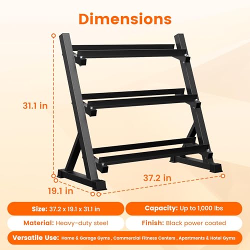 Heavy-Duty Adjustable Dumbbell Rack Stand for Home Gym