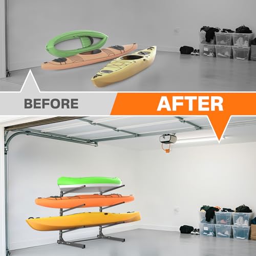 TORACK 3-Tier Heavy-Duty Freestanding Kayak Rack - Adjustable, Rust-Resistant Storage Stand