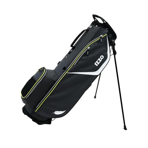 Izzo Ultra Lite Golf Stand Bag Gray Lime Lightweight with Organizer & Rain Hood