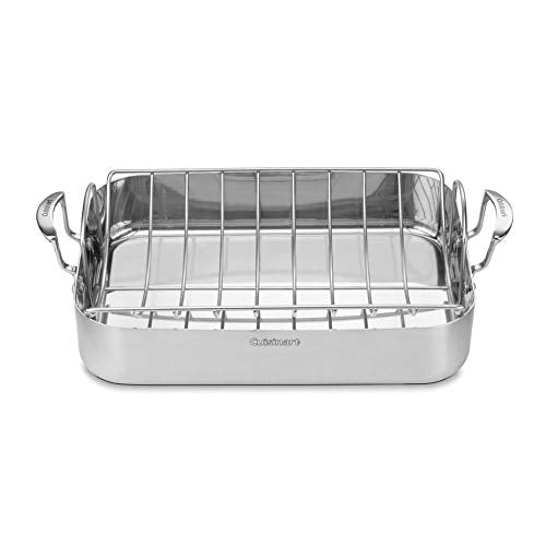 Cuisinart Multiclad Pro 16-Inch Triple Ply Stainless Steel Roasting Pan with Rack – Rectangular w/Rack