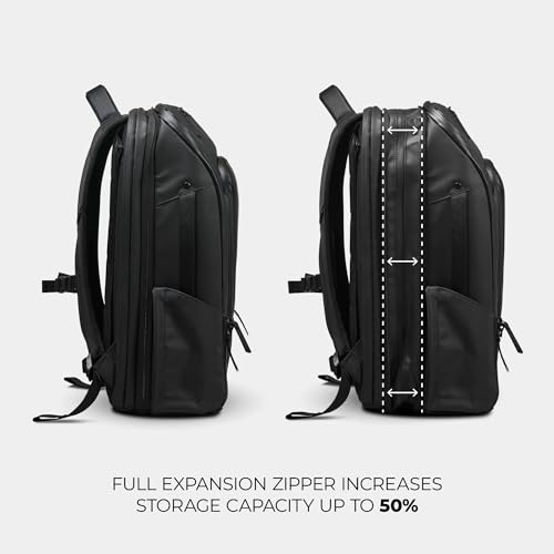 NOMATIC 20L Travel Backpack - Black, Expandable to 30L, Lightweight & Water-Resistant
