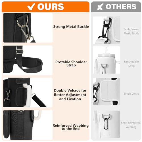 Water Bottle Carrier Bag with Phone Pocket - Black-Style B for 40 oz Tumbler