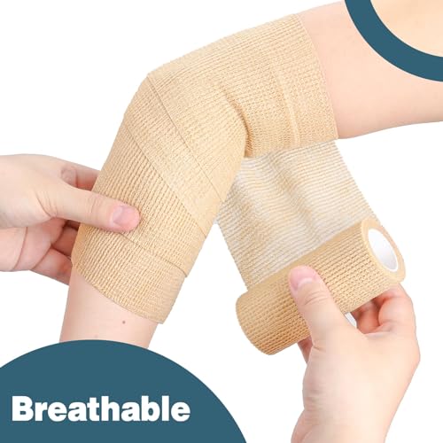 Beige Self Adhesive Bandage Wrap 4 Inch X 5 Yards 24 Pack Elastic Cohesive Athletic Tape