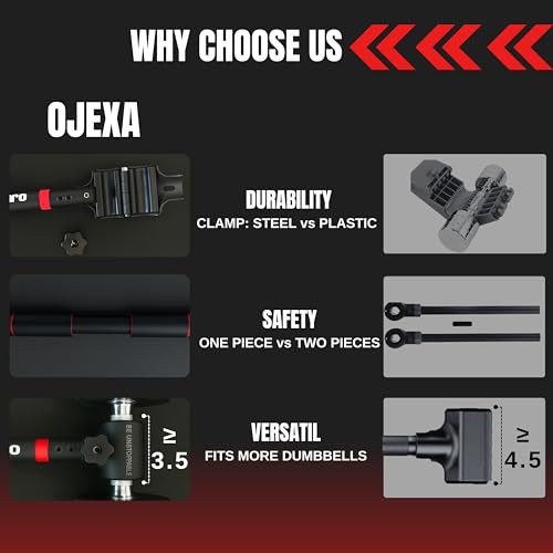 S BAR Dumbbell to Barbell Converter Set - Adjustable 200 lb Capacity, Steel Clamp for Home Gym