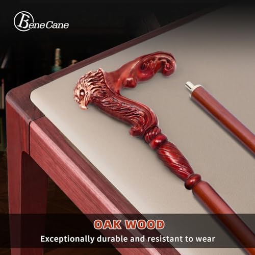 BeneCane Handmade Wooden Walking Cane with Eagle Handle - Brown, Unisex, Adjustable & Detachable