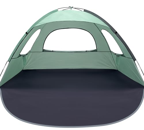 Mint Green Portable Beach Tent for 3-4 People Anti-UV Sun Shade Shelter