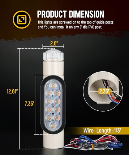 Boat Trailer Guide Light Set 2pcs Waterproof LED Turn Signal Brake Reverse