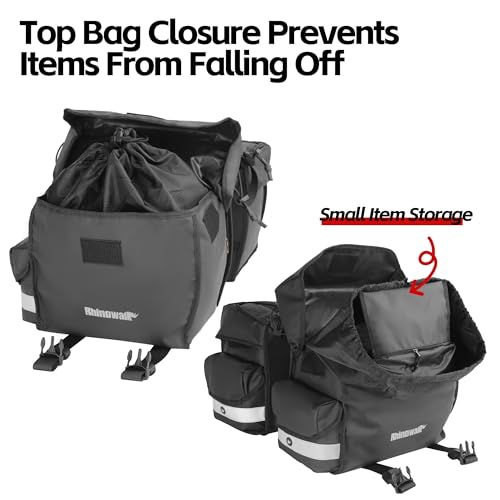 50L Waterproof Bicycle Pannier Bag for Rear Rack Cycling Storage with Rain Cover