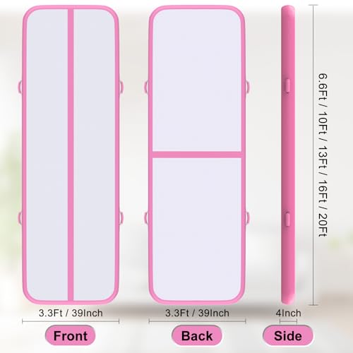 Pink 10ft Inflatable Air Gymnastics Tumbling Mat with Electric Pump for Kids & Adults