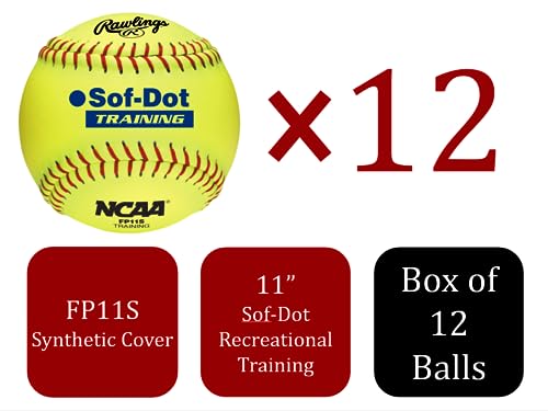 Soft Poly-Core Fastpitch Softballs - NCAA Training Balls, 11 Inch, 12 Pack
