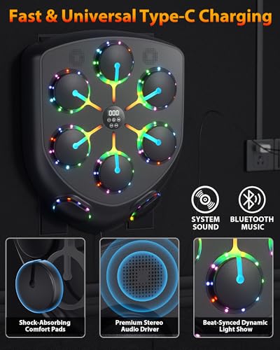 AzureHaven XX-Large Music Boxing Machine with LED Lights & Bluetooth Speaker