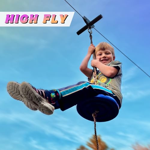 105 Ft Kids & Adult Zipline Kit with Safety Harness, Stainless Steel Spring Brake, Tree Protectors