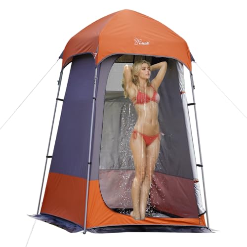 Portable Outdoor Shower Tent Privacy Changing Room Gray Orange - Camping Shelter