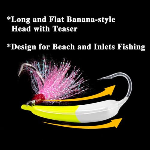 Mixed Color 3/8oz Fishing Jig Heads with Teaser Hooks - Saltwater Stand Up Jigs 5 Pack