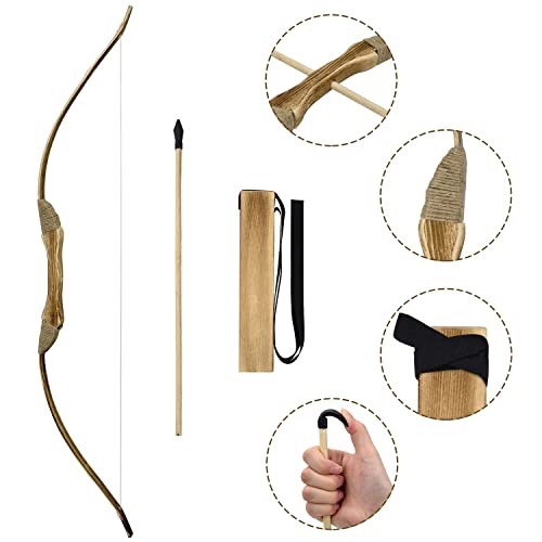 Kids Wooden Bow and Arrow Set - 32 Inch Archery Toy with 2 Bows & 20 Arrows - Black Variation
