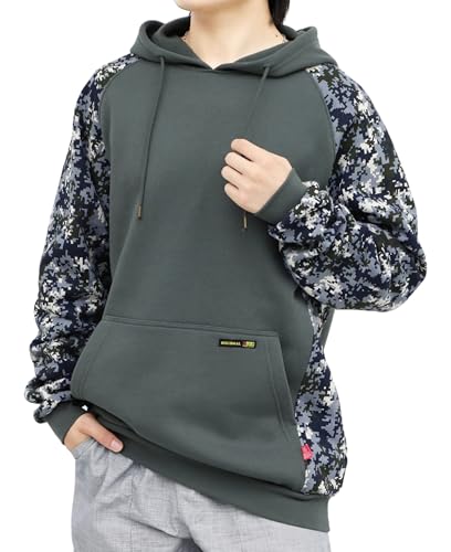 BOCOMAL Men's 12oz Cotton Fleece Camouflage Hoodie Pullover Sweatshirt