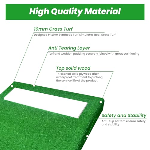 Portable Baseball Pitching Mound with Regulation Rubber & Carry Handle - 30x30x4 Inches