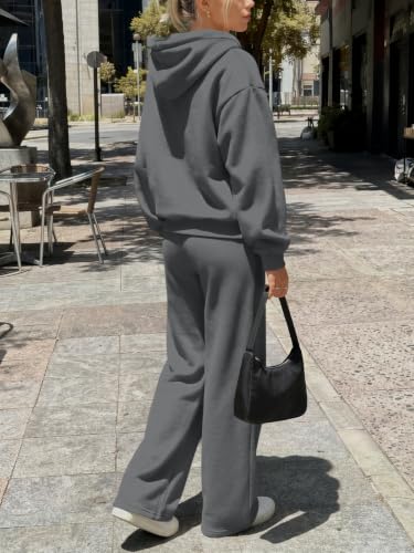 Women's 2-Piece Zip Up Lounge Set with Hoodie and Joggers - Dark Grey Medium