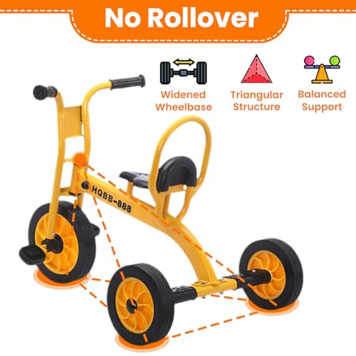 Kids Tricycle for Ages 3-6 - Metal Frame with Airless Rubber Tires - Yellow (5168-yellow)