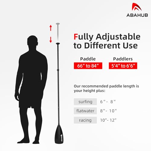 Abahub Black 4-Section Carbon Fiber SUP Kayak Paddle - Lightweight & Adjustable
