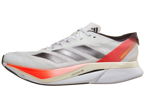 Adizero Boston 12 Running Shoes - White Aurora Met Solar Red 10.5