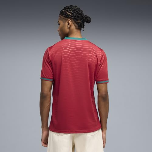 PUMA Portugal Home Jersey Men's Crew Neck Short Sleeve Soccer Shirt XX-Large Club Red-Green Lagoon