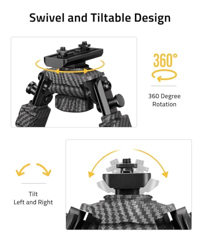 CVLIFE Carbon Fiber Bipod for M-Rail - Adjustable, Foldable & Swivel Shooting Support