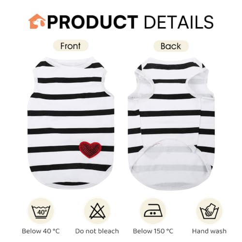Preferhouse White Vest Dog T-Shirt for Medium Dogs - Striped Bichon Tee