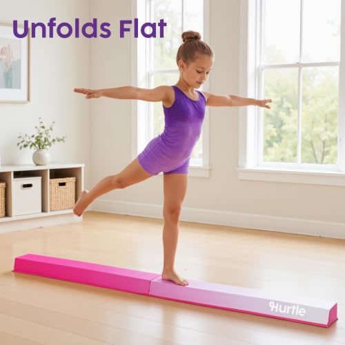 Hurtle Foldable Balance Beam for Kids and Toddlers - Purple 8FT with Carry Bag