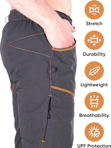 Unisex Lightweight Breathable Climbing & Bouldering Pants - Medium Long, Graphite