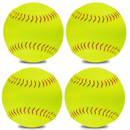 4 Pack 12" Softball Practice Balls for Youth Training & Training Aid - Green
