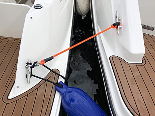 Orange Bungee Dock Lines 40in Stretches to 70in for Boating & Marine Docking