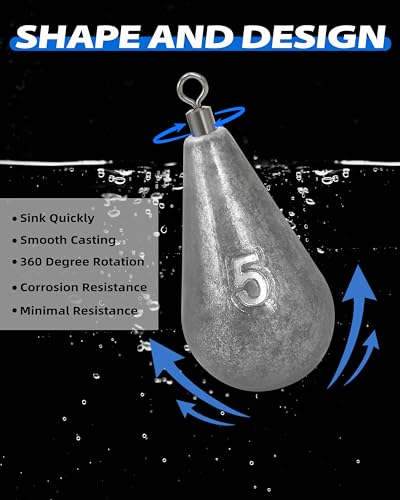 Bluewing Casting Swivel Bell Sinkers Fishing Weights 8oz 2 Pack - Saltwater Drop Shot Lead