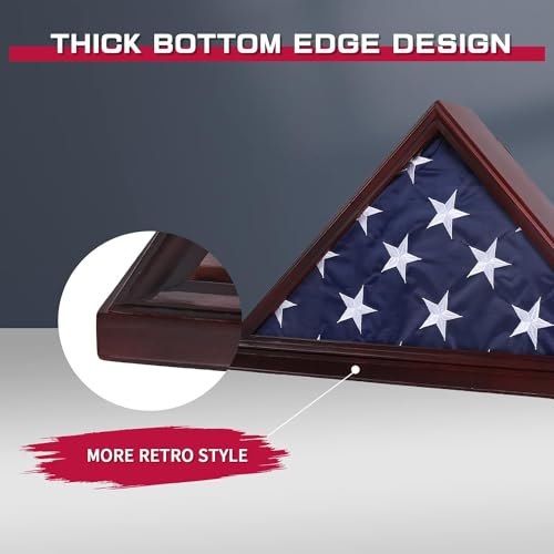 Premium Military Burial Flag Display Case - Solid Wood Wall Mount Shadow Box
