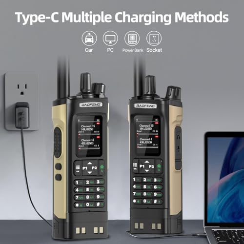 BAOFENG DM-32UV DMR Handheld Radio 10W Long Range Two-Way Radio GPS NOAA Weather - Desert Tan 2-Pack Full Kit