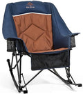 RED CREAT Navy 400lbs Heavy Duty Oversized Folding Rocking Camping Chair for Adults