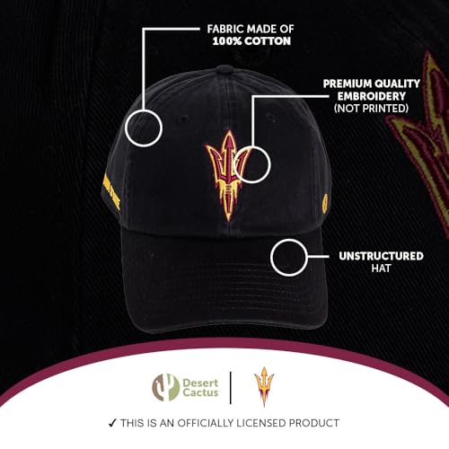 Arizona State University Cactus Embroidered Baseball Hat - Black