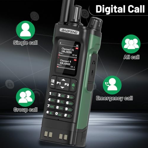 Baofeng DM-32UV Long Range Handheld Ham Radio with GPS, NOAA Weather, 3800mAh Battery - Green