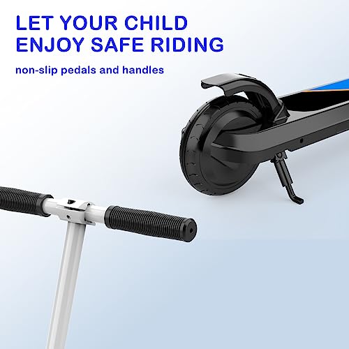 LINGTENG Black Electric Kids Scooter for Ages 6-9 with Flash Wheel & Adjustable Speed
