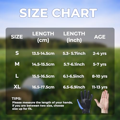 Kids Junior Golf Gloves Left Hand 2-Pack White M (5–7Y) - Children's Premium Youth Golf Gloves for Boys & Girls