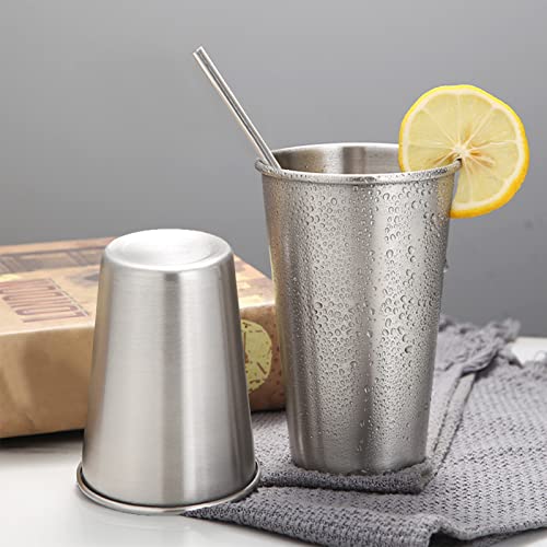 16 Pack 16oz Stainless Steel Pint Cups - Unbreakable, Stackable Drinking Glasses