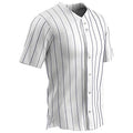 Youth Baseball Jersey Unisex-Child Ace Button Front Pinstripe White Navy Small