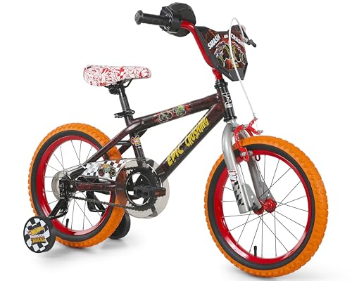 Dynacraft Hot Wheels BMX Bike for Boys 16-Inch Black & Red, Ages 3-9
