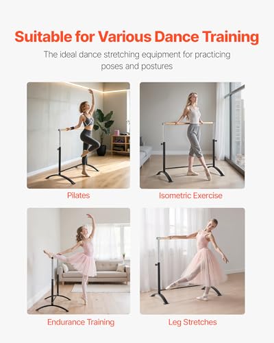 46.8x27.4 Inch Freestanding Adjustable Ballet Barre for Home & Studio - Anti-Wobble Fitness Equipment